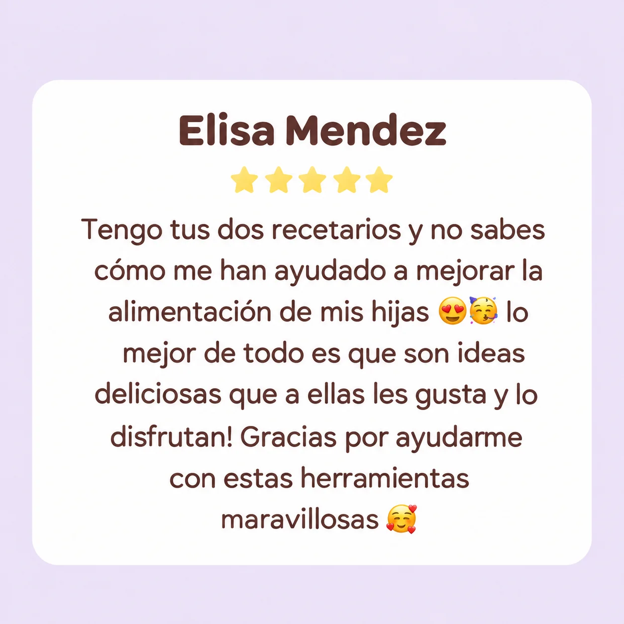 Testimonio de Elisa Méndez sobre cómo los recetarios mejoraron la alimentación de sus hijas.